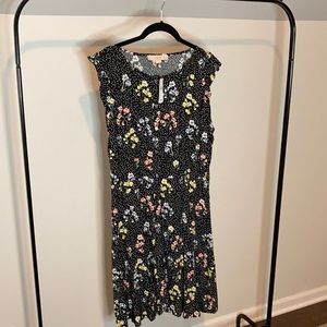 Loft floral print dress with flutter sleeves